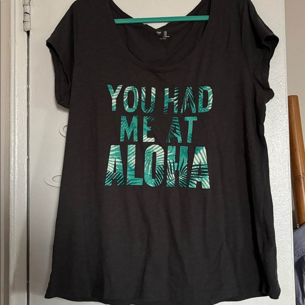 Gray Graphic Tee with Text